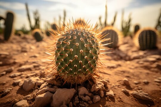 Ein stacheliger Kaktus in der Wüste