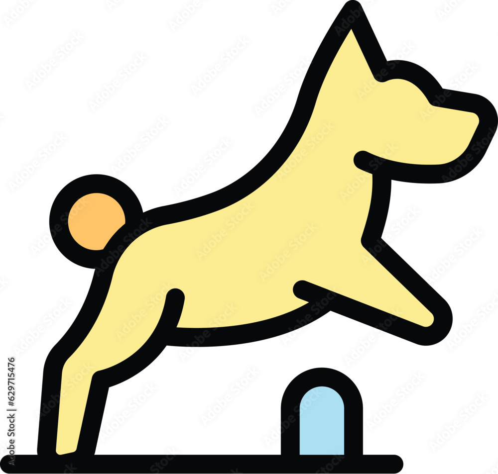 Wall mural Dog jump icon outline vector. Pet walk. Puppy animal color flat - Wall murals