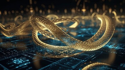 Golden fantasy infinity wave. Generative AI
 - obrazy, fototapety, plakaty