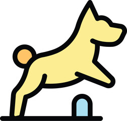 Dog jump icon outline vector. Pet walk. Puppy animal color flat