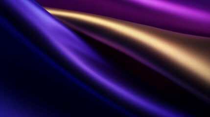 Fototapeta premium Tissu en soie, drapé en mouvement. Textile soyeux, élégant, et coloré de couleur violet, or et mauve. Fond pour conception et création graphique.