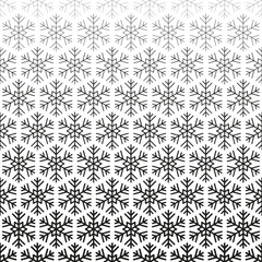 Snowflake seamless pattern. Repeating fades degrade snowflakes background. Repeated fadew geometric texture. Gradation faded geometry prints. Cute fading crystal. Repeat lattice. Vector illustration