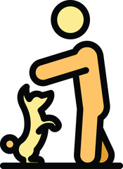 Dog play icon outline vector. Pet walk. Animal canine color flat