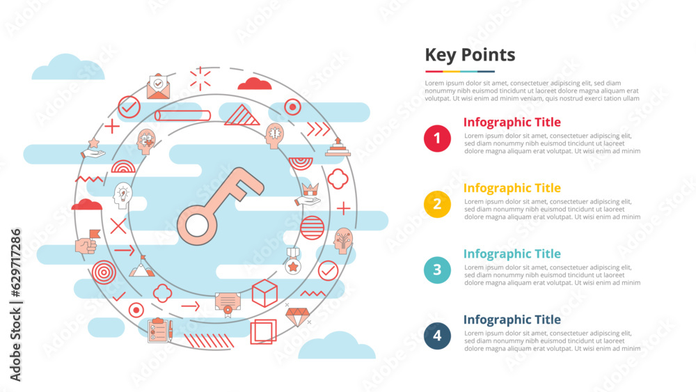 Poster key points concept for infographic template banner with four point list information