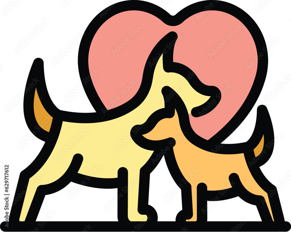 Wall mural dogs love icon outline vector. dog walk. animal canine color flat - Wall murals