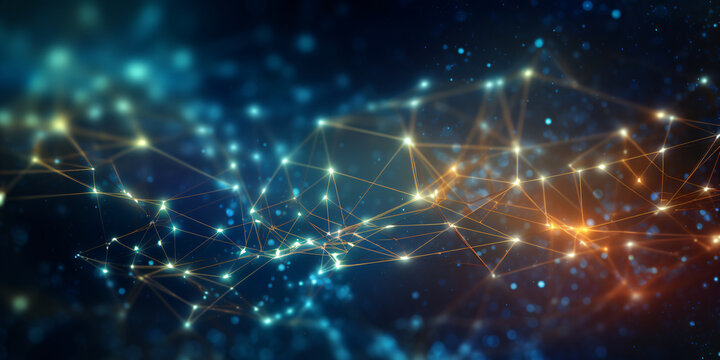 Verbindungsstruktur auf dunklem Hintergrund Netzwerkkonzept - erstellt mit KI	