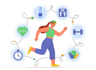 Woman with healthy lifestyle vector concept