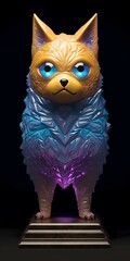 Multicolored Trophy Dog with Blue Eyes. Generative AI.