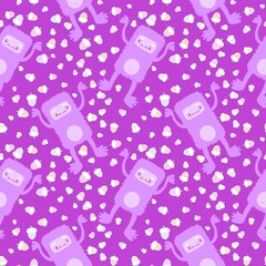 Autumn cartoon yeti seamless acorns pattern for wrapping paper and fabrics and kids clothes print and winter