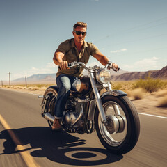 Obraz premium Biker riding on a motorcycle.