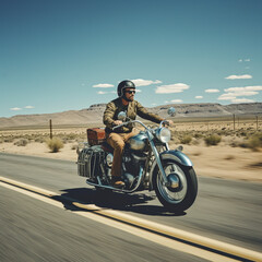 Fototapeta na wymiar Biker riding on a motorcycle.