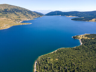 Obraz premium Aerial view of Belmeken Dam, Rila mountain, Bulgaria