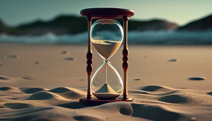 hourglass on the beach