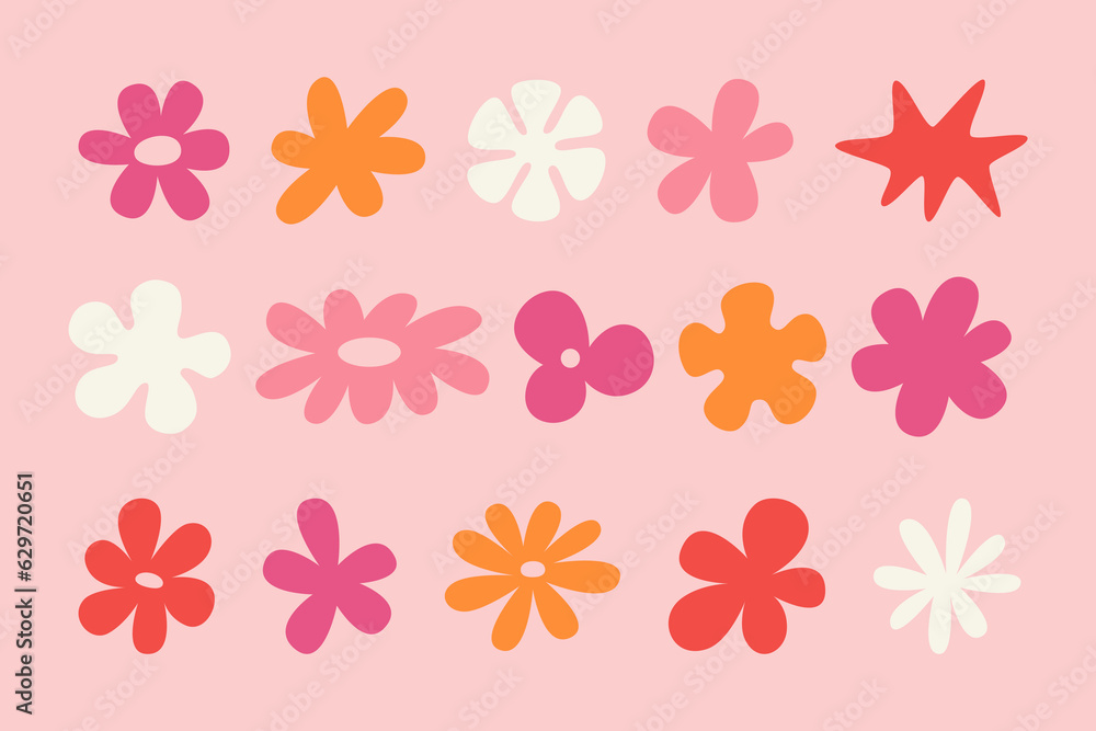 Poster Vector set of minimalist design elements, flowers - abstract background elements for branding, packaging, prints and social media posts