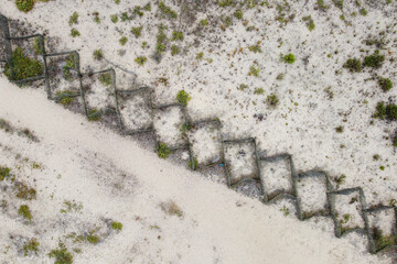 Aerial view over dunes on a beach