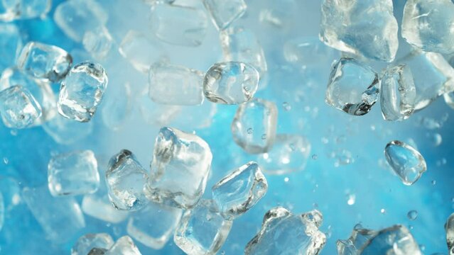 Super Slow Motion Shot of Ice Cubes Explosion Towards Camera at 1000fps.