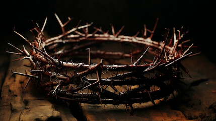 Fototapeta premium The Symbolic Crown of Thorns, Passion, Death, and Resurrection in Christianity
