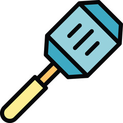 Stamp spatula icon outline vector. Cooking kitchen. Bbq utensil color flat