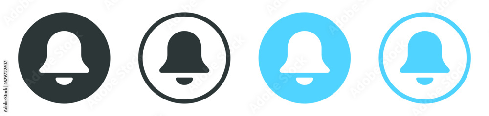 Aufkleber Notification bell icon. Alarm symbol. Ringing bell, notification alert icons. Incoming inbox message. Web interface app icon. Vector isolated elements 