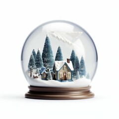 Snow Globe Stock House Isolated on White Background. Generative ai