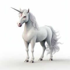 Naklejka na ściany i meble Cute Unicorn Isolated on White Background. Generative ai
