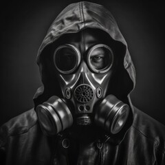 person in gas mask