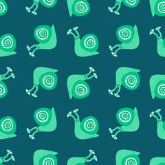 Cartoon animals seamless snails pattern for fabrics and wrapping paper and kids clothes print and festive packaging