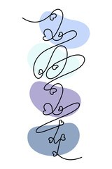 Vertical New Years inscription 2024 in one solid line against a backdrop of spots in trendy shades.