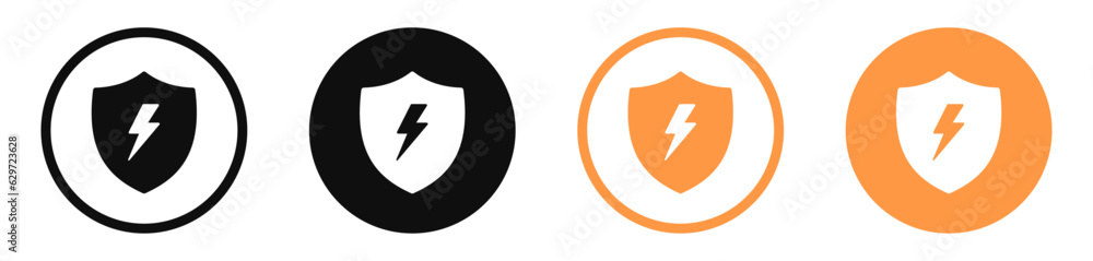 Aufkleber shield lightning bolt icon vector security shield protection symbol. protect energy with thunder bolt logo, flash thunder power with security shield icons for web, mobile app ui