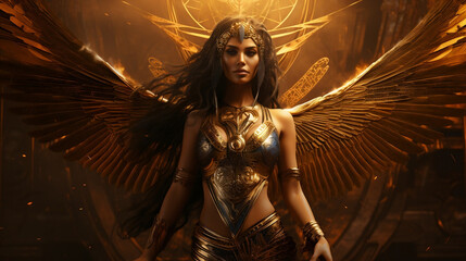 Golden Goddess Isis with Majestic Wings - Illustration Tools