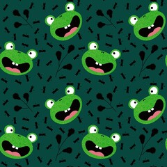 Cartoon animals seamless frogs pattern for wrapping paper and fabrics and kids clothes print and fashion textiles