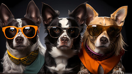 dogs of different breeds wearing glasses cool