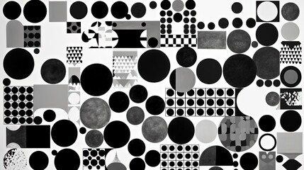 Geometric pattern of circles. Black and white. Generative AI
