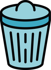 Metal garbage bin icon outline vector. Trash bag. Rubbish plastic color flat