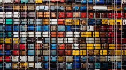 View from above on cars parking. Generative AI