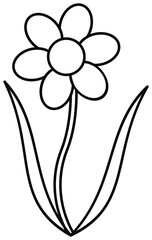 Cartoon flower. Coloring book page for children. Outline illustration isolated on transparent background.