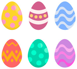 Painted easter eggs icon set.