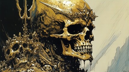 Skull. Emperor's skull. In style of vector illustration. Generative AI