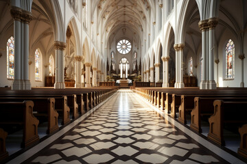 Fototapeta premium Sacred Symmetry, The Majestic Interior Architecture of a Church