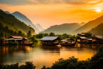 Fototapeta premium sunset in the mountains