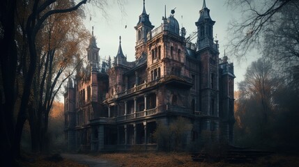 Fototapeta premium Dark Gothic castle. Generative AI