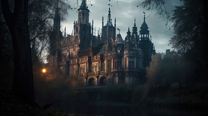 Fototapeta na wymiar Dark Gothic castle. Generative AI