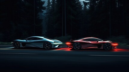 Fototapeta na wymiar Racing cars speeding in a highway. Generative AI