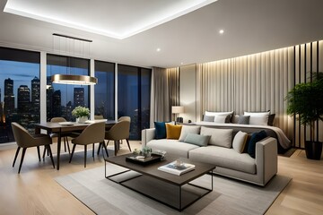 Naklejka na ściany i meble modern living room generated with AI technology