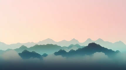 Minimalistic sky with mountains. Generative AI