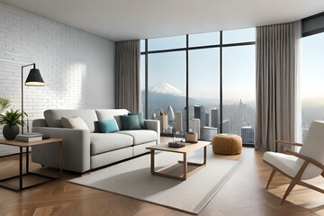 Naklejka na ściany i meble modern living room generated with AI technology