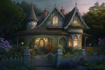Fototapeta premium Fantasy house. Princess house. Generative AI