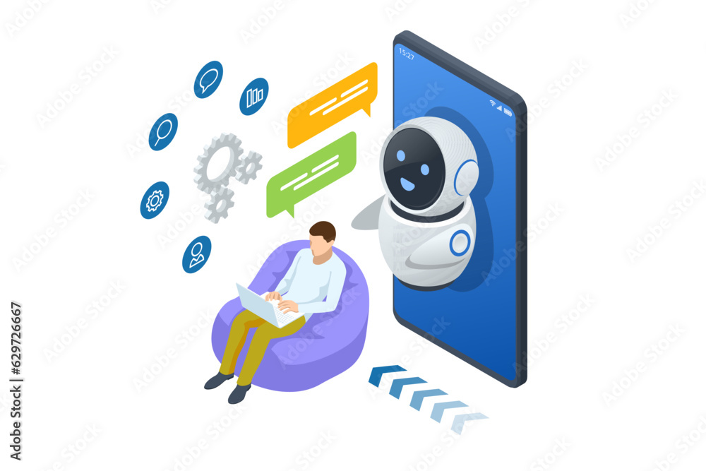 Poster isometric artificial intelligence, knowledge expertise intelligence learn. internet connect chatgpt 