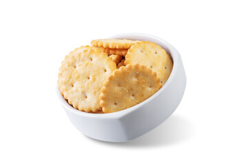 Graham cracker with salt on a white isolated background
