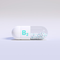 Vitamin B With White Capsule, Granules and Background